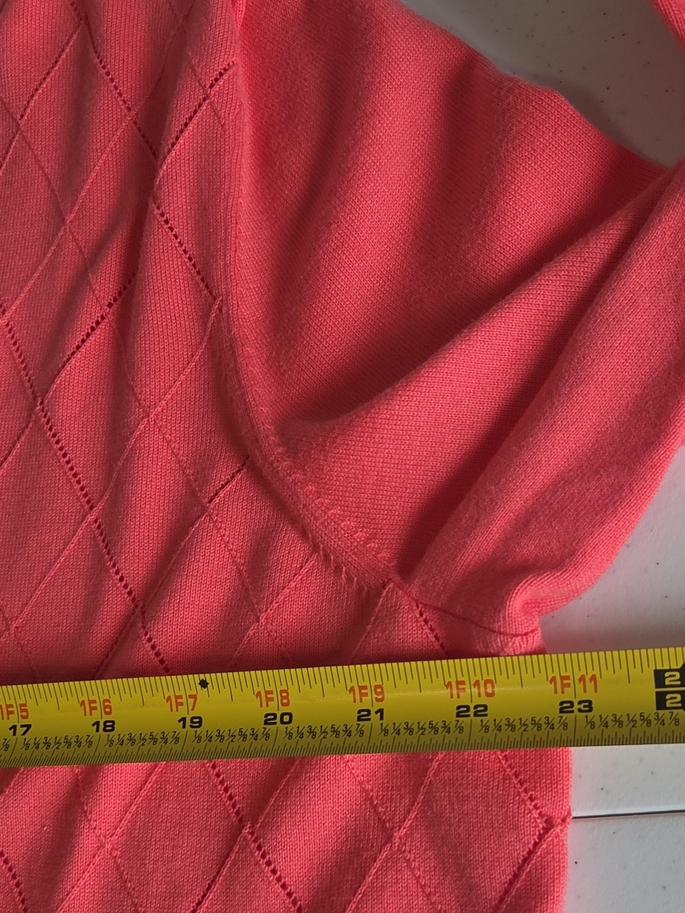 Tommy Hilfiger Women's V-Neck Coral Pink Argyle Knit Cotton Preppy Sweater XXL - Picture 8 of 9